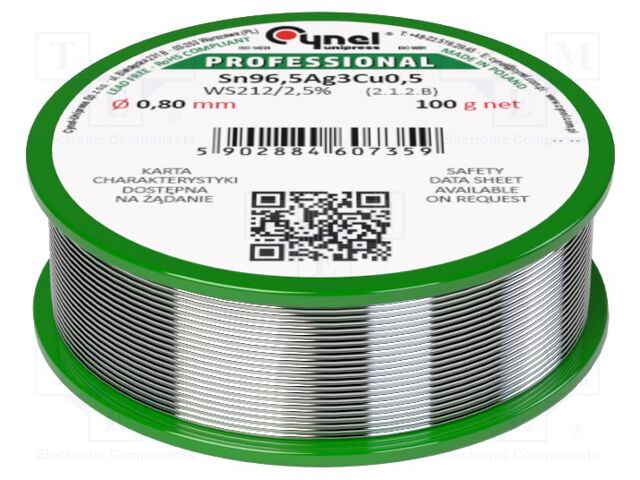 SN96,5AG3CU0,5-WS212/2,5%0.80 100 G