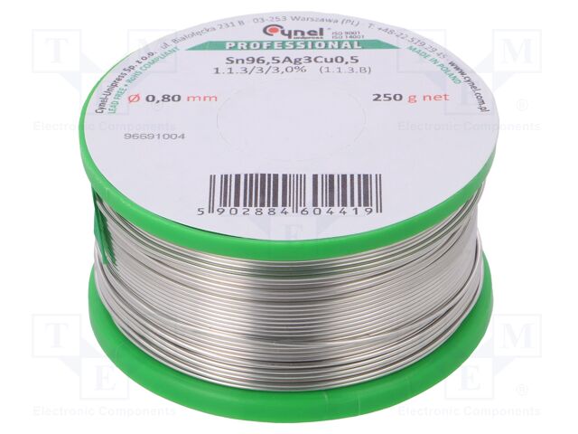 SN96,5AG3CU0,5-1.1.3/3.0% 0.80MM 250G