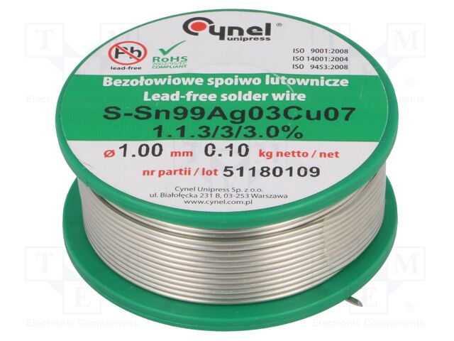 SN99CU07AG03-1.1.3/1.0MM 100G