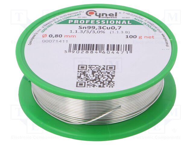 SN99,3CU0,7 0,80 100G