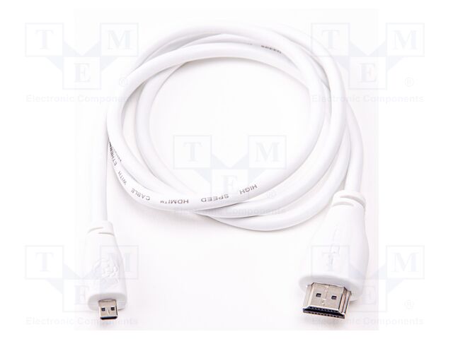 MICRO-HDMI/M TO HDMI-A/M CABLE 1M, WHITE