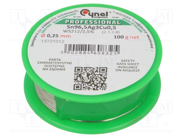 SN96,5AG3CU0,5-WS212/2,5%0.25 100 G