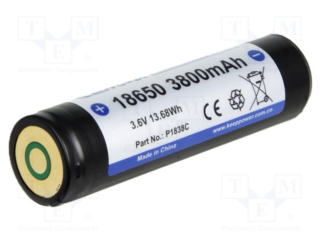ICR18650-380PCM (+)/(-)